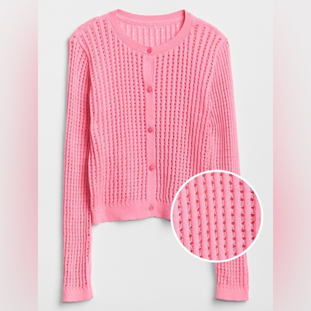 Gap Kids Neon Pink Open Stitch Cardigan | Size XL